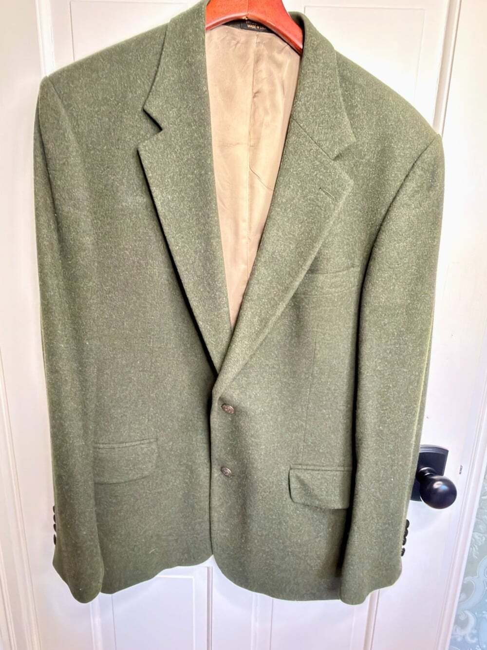 Lands’ End Loden Wool Blazer 42R USA Made Green Sport Coat 2 Button Mens Vintage